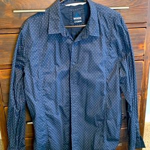 prAna organic cotton mens casual button up shirt, XL